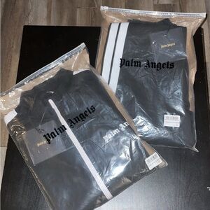 Palm Angels Black TrackSuit with White Stripe Accents